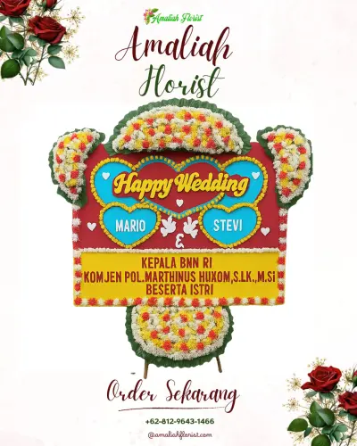 Karangan Papan Bunga Pernikahan di Seloboro